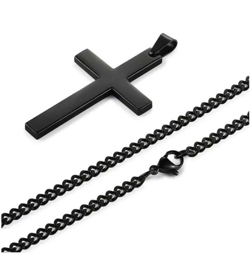 

Fashion Female Cross Pendants dropshipping Gold Black Color Crystal Jesus Cross Pendant Necklace Jewelry For Men/Women Wholesale