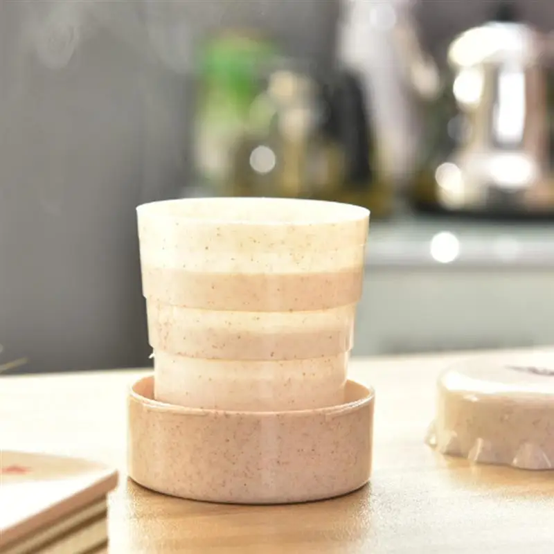 Пластиковая дорожная кофейная кружка из пшеничной соломы креативная складная