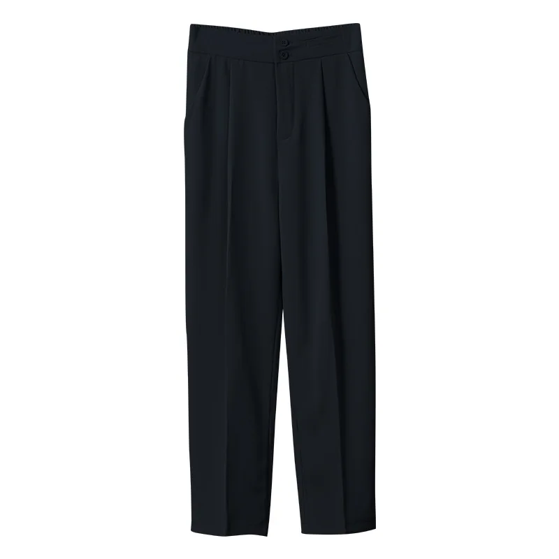 

TVVOVVIN 2021 Summer New Korean Simple High Waist Casual Straight Pants Solid Color Slim Commute All-match Trousers BH0T