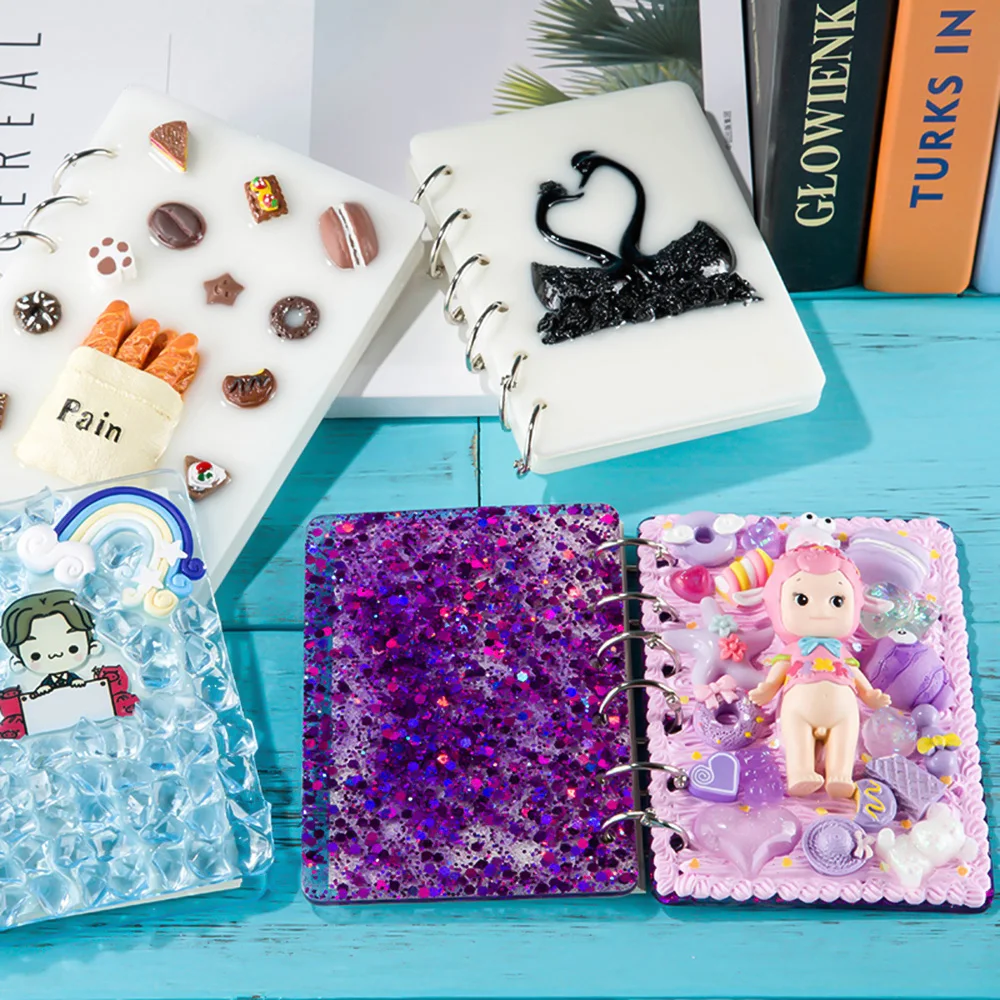 

DIY Resin Jewelry Silicone Molds Tools Set For Notebook Cover A5 A6 A7 Silicone Bookmark Resin Mold With Book Rings