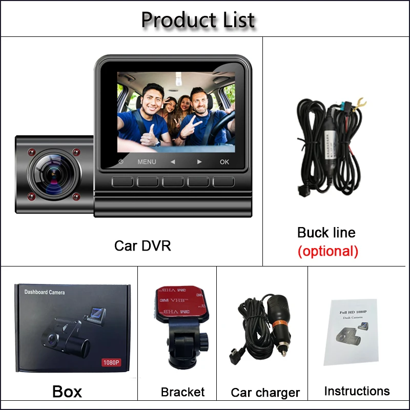 

Jiluxing 2'' Dash Camera FHD 1080P Car DVR Dual Lens Vehicle Camera Video Recorder Auto Registrator With built-in camera 1080P