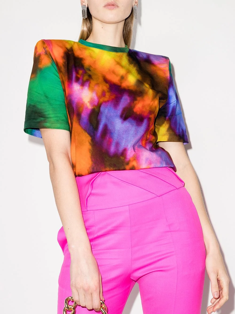 

High Spring Summer 2023 Quality Women New Cotton Short Sleeve Shoulder Pad T-Shirt Tee Female Casual Tops 3 Color Gdnz 1.06