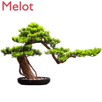 artificial greeting pine shuxin chinese style villa living room entrance decoration office fake green plant bonsai decoration