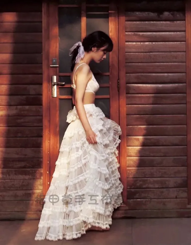 1 метр 14 см широкие белые марлевые обжимные кружевные аксессуары сшитая юбка