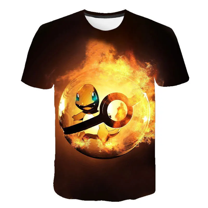 

2021 summer men's and women's T-shirt 3d printing plus size T-shirt Pokemon children's animation Harajuku fashion short-sleeved