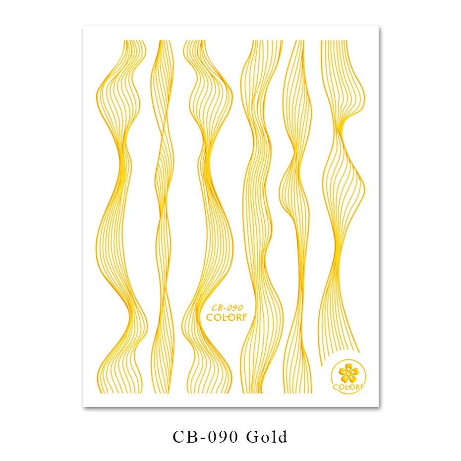 CB090 Gold 1 шт стикер для дизайна ногтей 3D блестящая золотая Волнистая Полоса лента черно-белая слайдер на ногти DIY Наклейка для маникюра украшения BEBP249-1 - Цвет: CB090 Gold