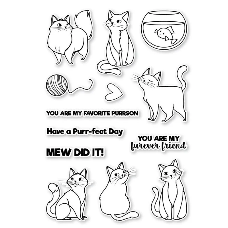 

Cat Lover Clear Stamp Set and Coordinating Dies Cat Lover Etched Metal Cutting Dies For DIY Scrapbooking Card Making 2021 NEW