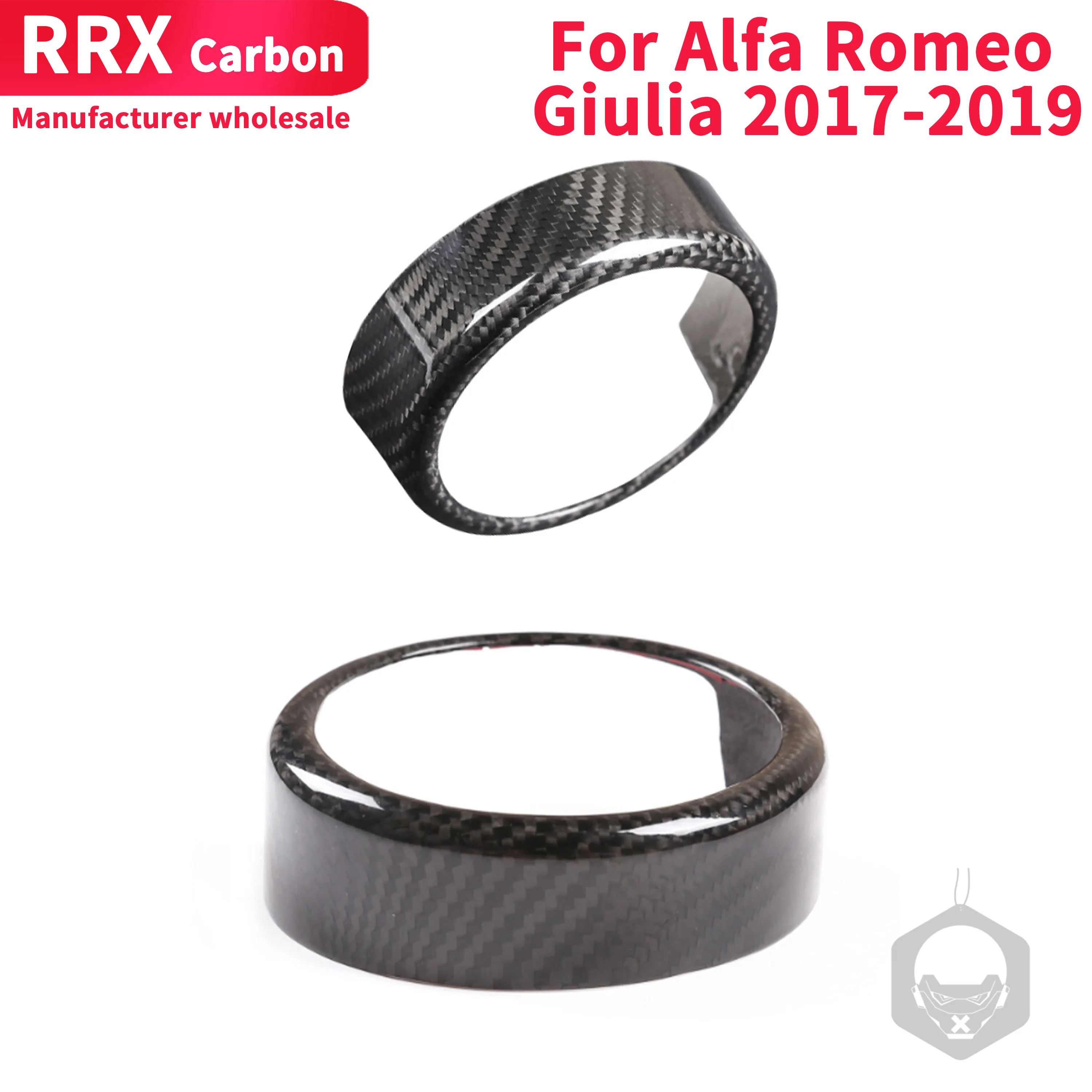 

For Alfa Romeo Giulia 2017-2019 Car Grille Logo Circle Cover Sticker Front Bumper Real Carbon Fiber Interior Decoration Black