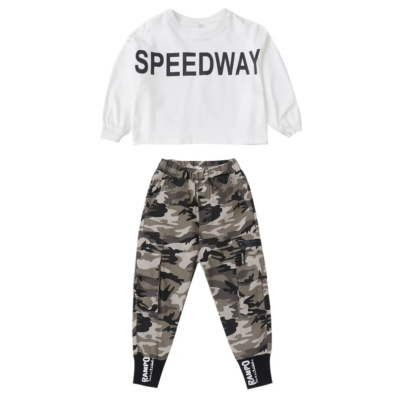 Осенний комплект одежды для девочек новинка 2021 года модная футболка с длинным