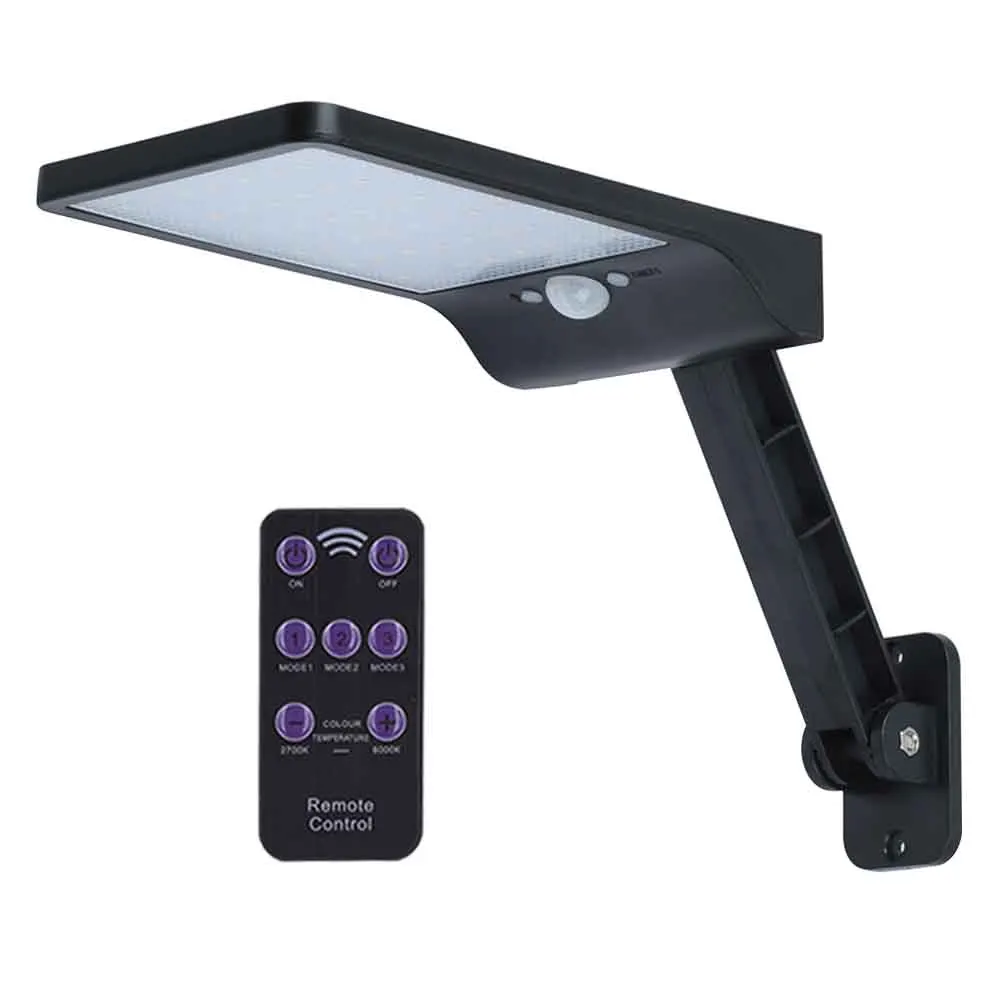 

Security Patio Solar Wall Light Outdoor Street Motion Sensor 48 50LED 3 Modes With Remote Control Garden Adjustable Brightness