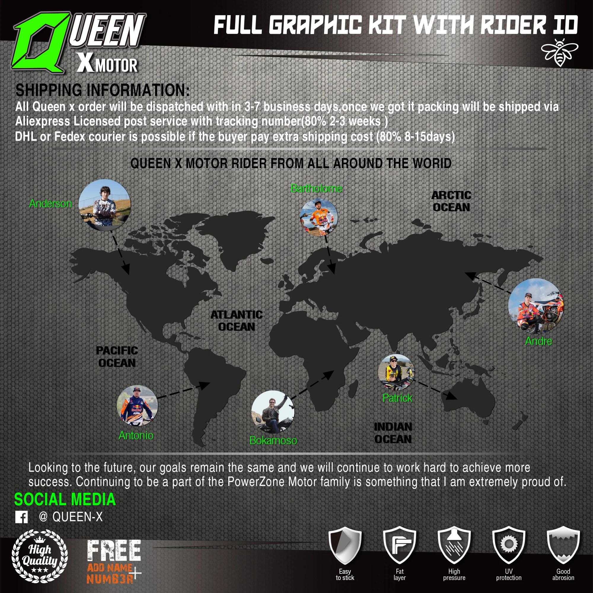 Набор наклеек Queen X MOTOR для Kawasaki наклейки 2017 2018 2019 2020 KXF 250 002 | Автомобили и мотоциклы