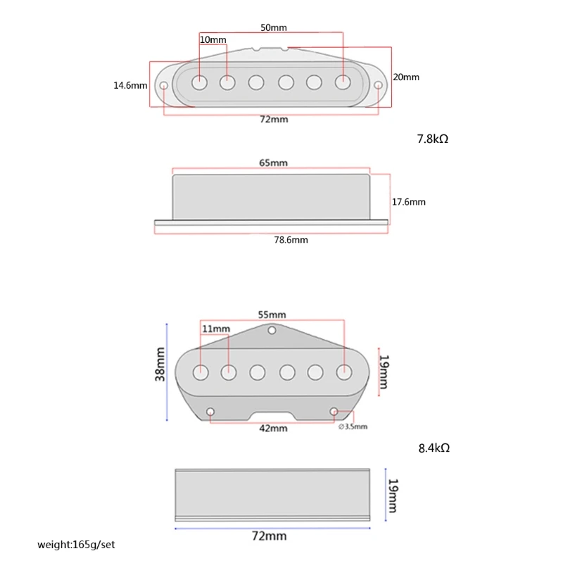 

E5BD Noiseless Bridge Neck Guitar Pickup Set