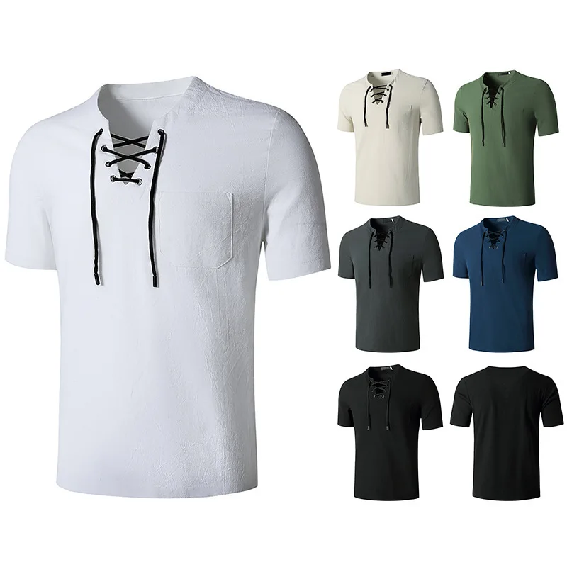 

Free Shipping Men's Clothes Summer T-shirts Solid V-neck Shirt Casual Streetwear Puttee Tees Harajuku T Shirt Male Sweatshirts