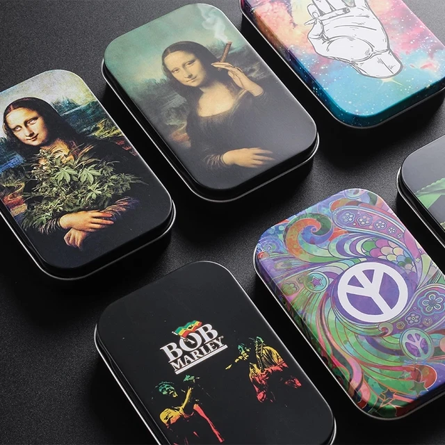 Funny Tin Plate Storage Box Tobacco Box Humidor Rolling Paper Box Protable Cigarette Case Box Holder Smoking Gadget For Man Gift