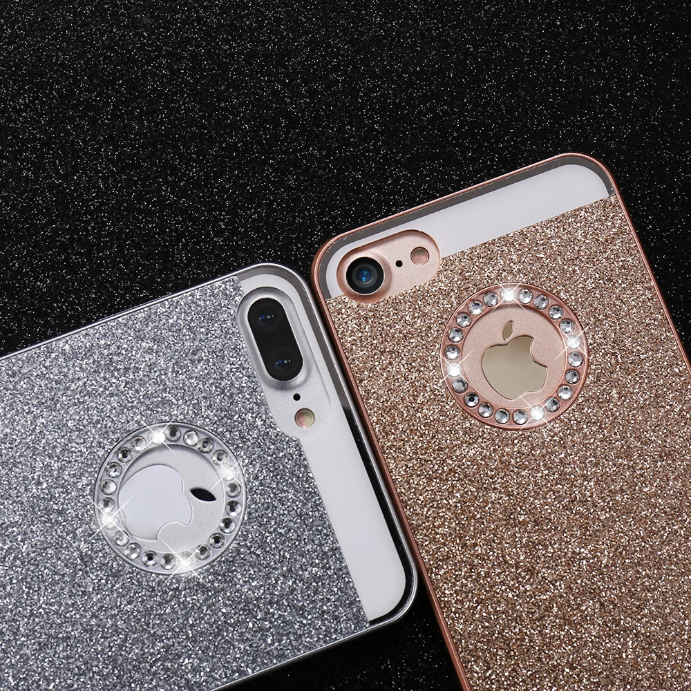 KISSCASE Bling Glitter Phone Cases For iPhone 7 Plus 8 6 6S Shiny Matte 5 5S SE Plain Hard Back Cover Capa |