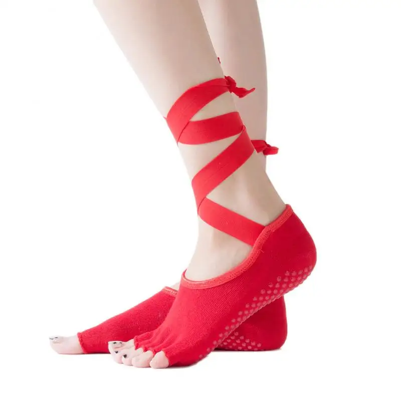 

1Pair Women Sports Yoga Socks Yoga Backless Five Toe Anti-Slip Ankle Grip Socks Pilates Fitness Gym Socks Ladies Sports Socks