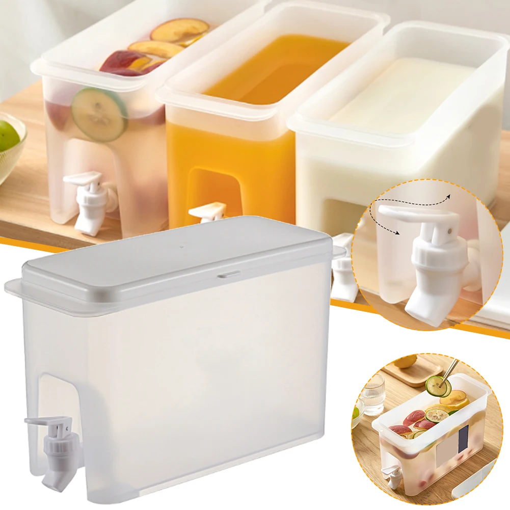 

3.5L Water Pitcher with Lid Large Capacity Water Jug Dispenser with Faucet Plastic Iced Tea Juice Drink Kettle Cold Water Bottle