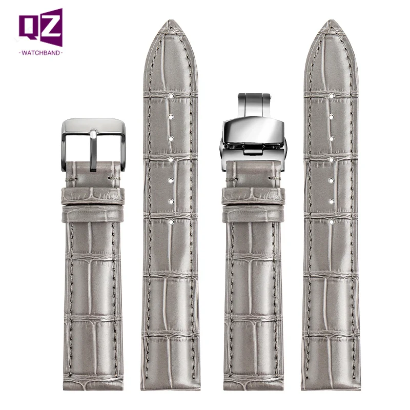 Grey Genuine Leather watchband 16mm 18mm 20mm 22mm cow leather watch strap gray color bracelet soft wristwatches band belts