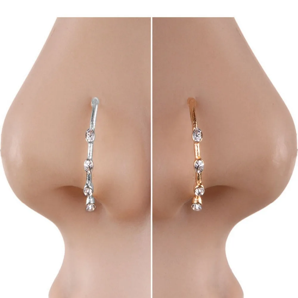 Хрустальные стразы Поддельные кольца для носа панк носовые клипсы кольцо в нос