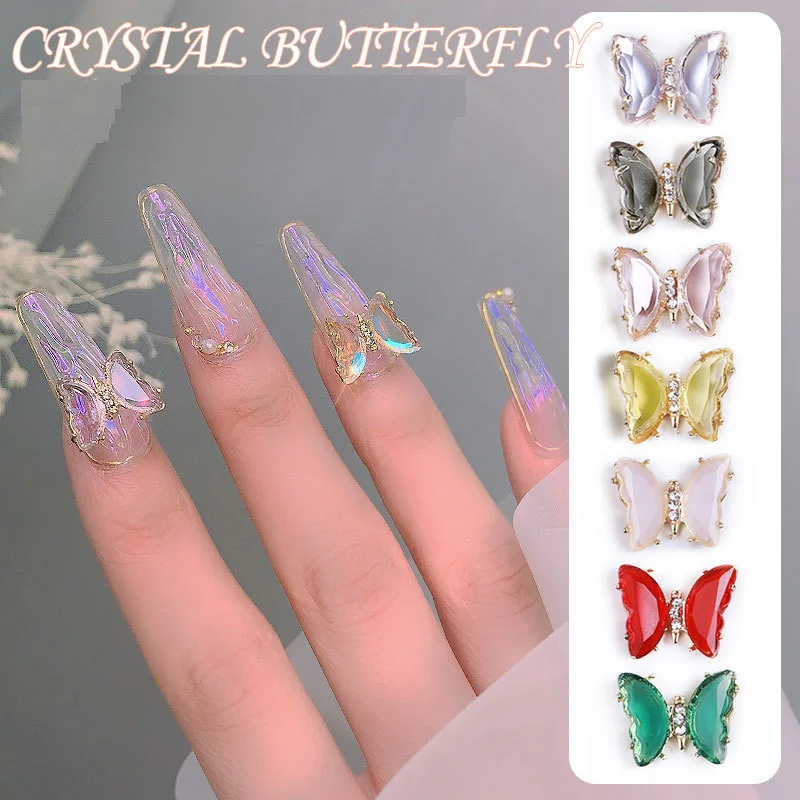 

Symphony Crystal Butterfly Nail Art Accessories Ice-through Stereo Aurora Alloy Nail Art Decorations DIY Creativity Manicure