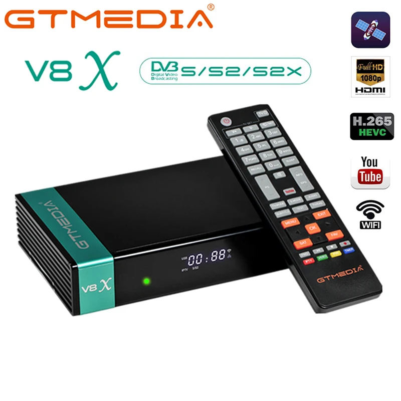 Горячая распродажа Gtmedia V8X DVB-S2X спутниковый телевизионный приемник с встроенным WIFI, такой же как V7S 2X OVA V7 HD H.265 1080P, поддержка CCCAM on.
