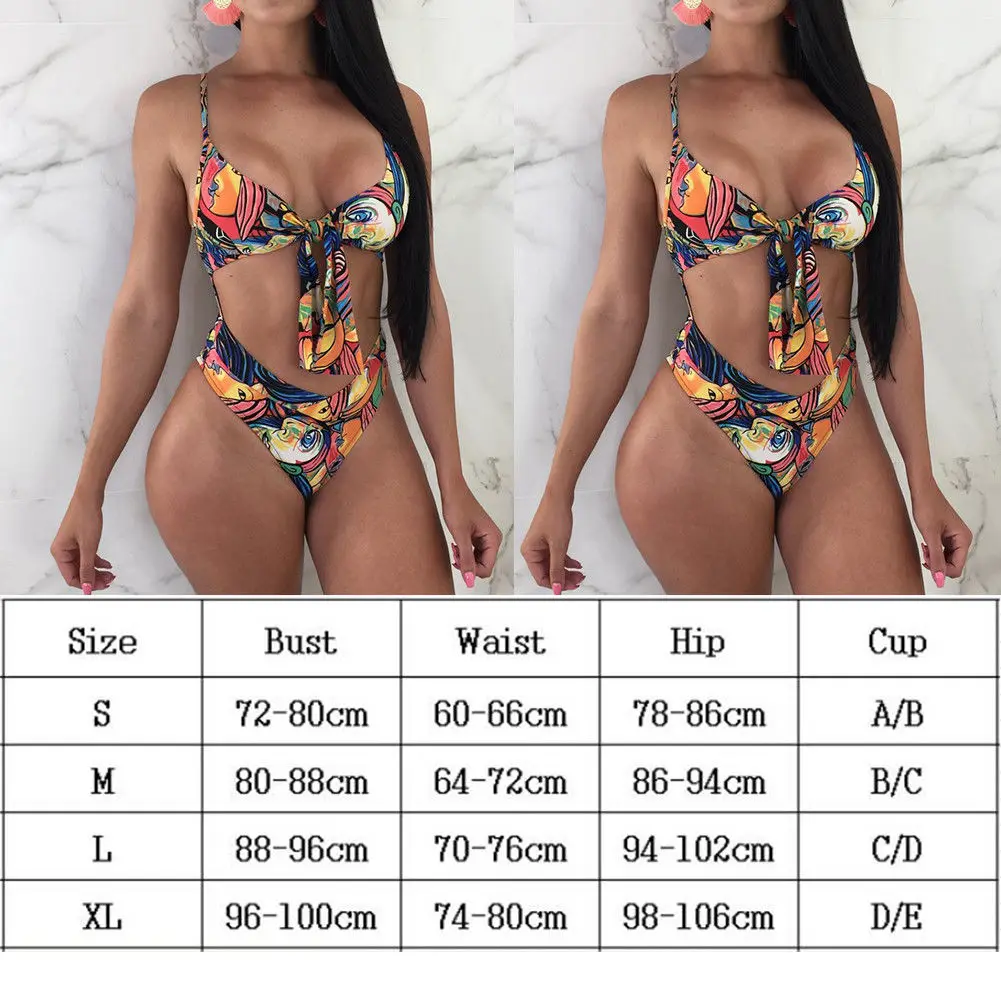 

S-XL New Women One Piece Bathing Suit Monokini Push Up Padded Bikini 2019 Swimsuit Women Floral Swimwear Bather bra