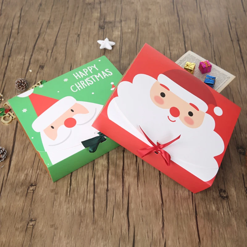 

10 шт. квадратная Рождественская бумажная упаковочная коробка подарочная коробка с Санта Клаусом Подарочная коробка с новым годом коробка д...
