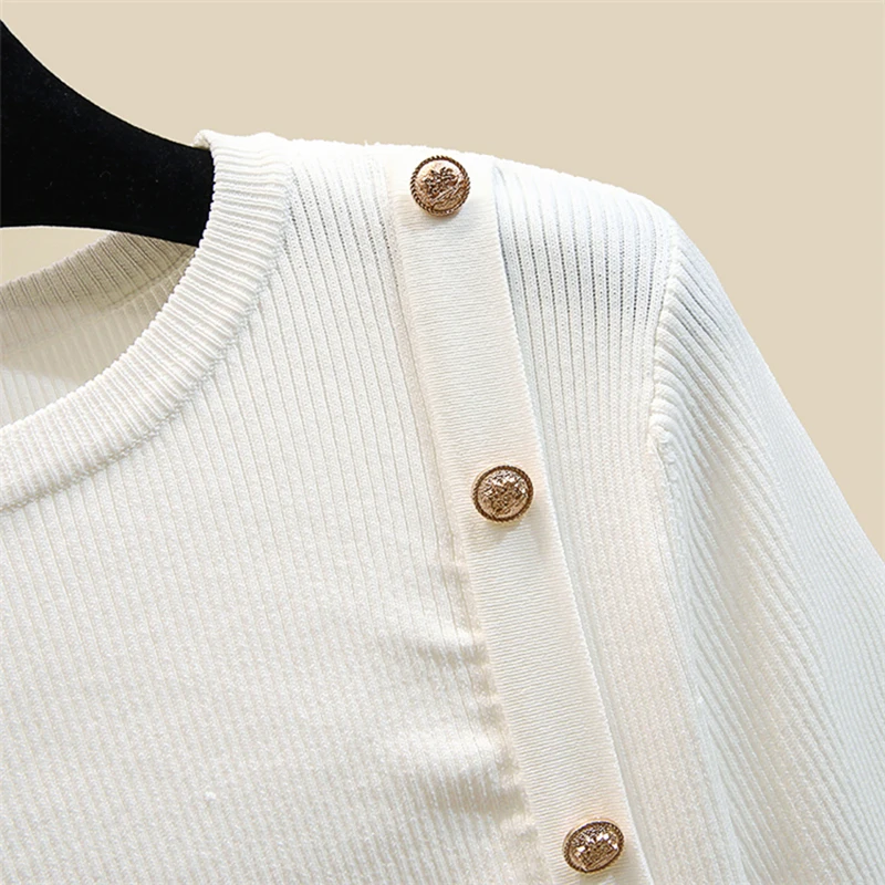 Тонкий пуловер женский осенний свитер с длинным рукавом 2019 белый женская черная