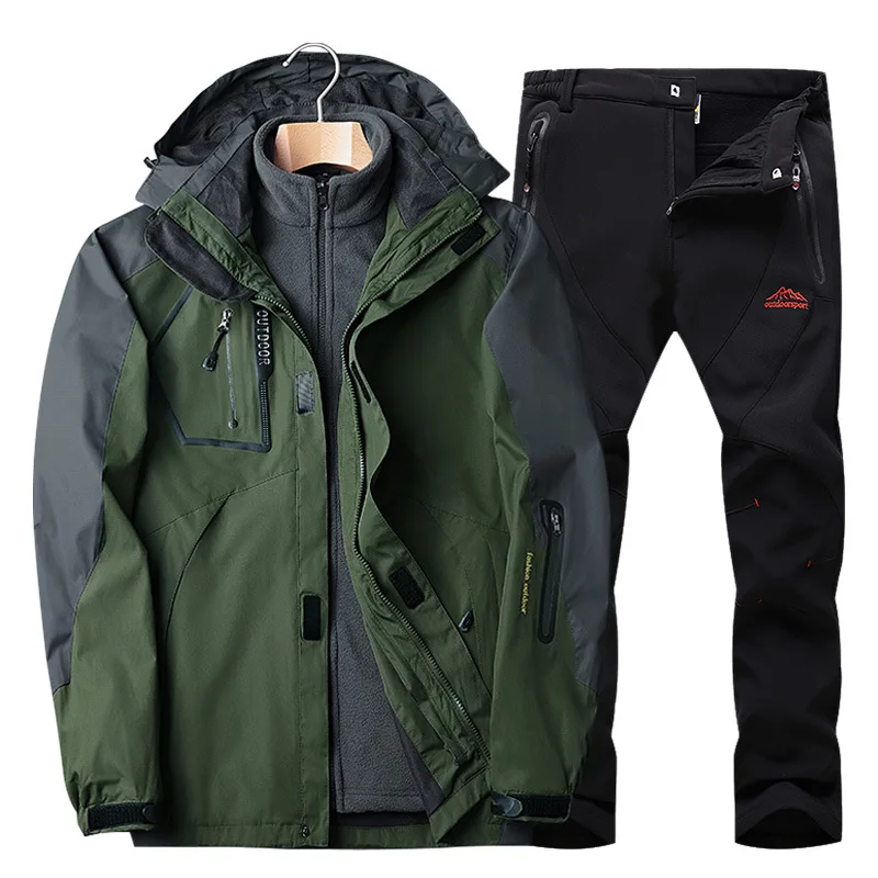 Лыжный костюм мужской 3 в 1 водонепроницаемая ветрозащитная Утепленная зимняя