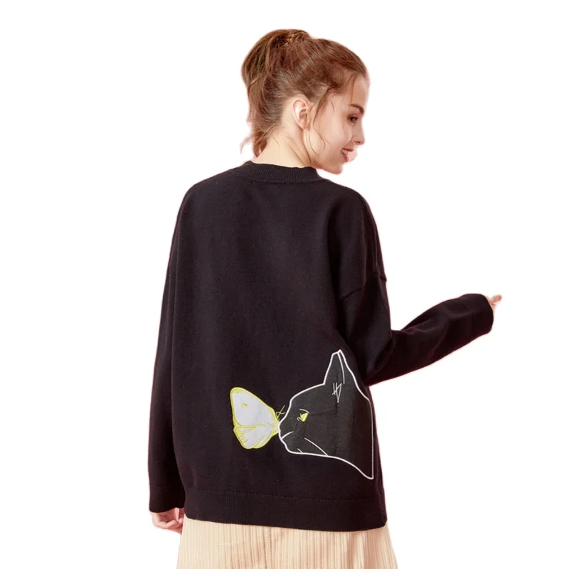 SEMIR Для женщин тонкий вязаный свитер с графической аппликацией сзади якобы