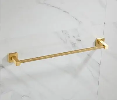 double towel bar Аксессуары для ванной комнаты Набор полотенец угловая полка держатель бумаги кухонный смеситель для раковины причесанный матовый золотой набор оборудования для ванной комнаты - Цвет: double towel bar