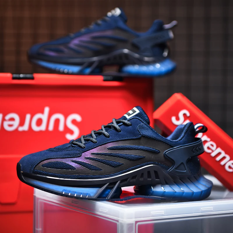 Hot Sale Running Shoes Men Fashion Reflective Sneakers Light Outdoor Cushioning Sports Shoes Men Antiskid Damping Gym Shoes Men