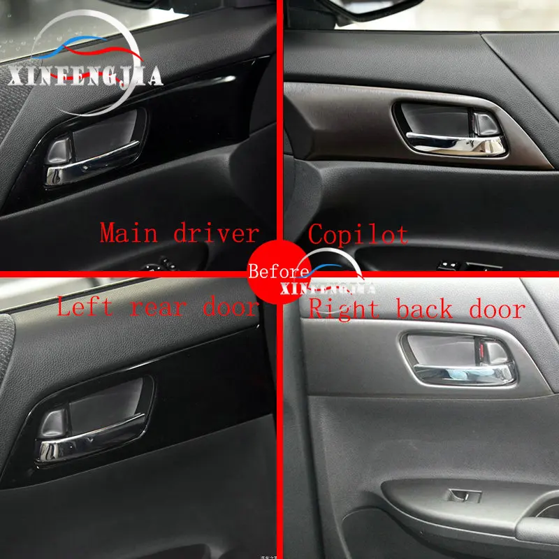 Внутренняя Панель ручки двери из углеродного волокна для Honda Accord 13 17 4x|Лепнина
