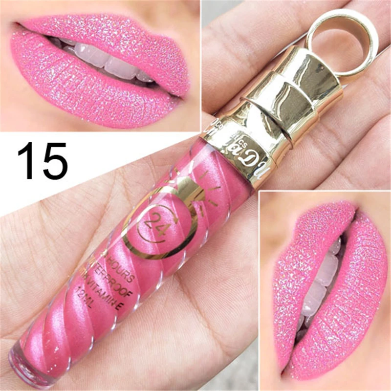 

Waterproof Lipstick Long Lasting Matte&Shimmer Mental Beauty Lip Gloss Nude Glitter Lip Gloss Beauty Red Lip Tint New 20 Colors