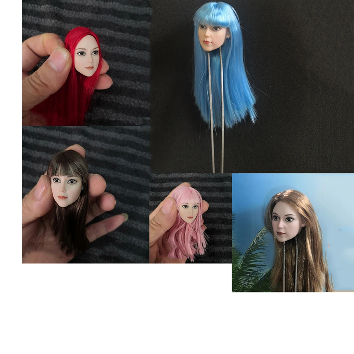 1/6 мультяшная девушка голова лепить большие глаза Красный Розовый Синий