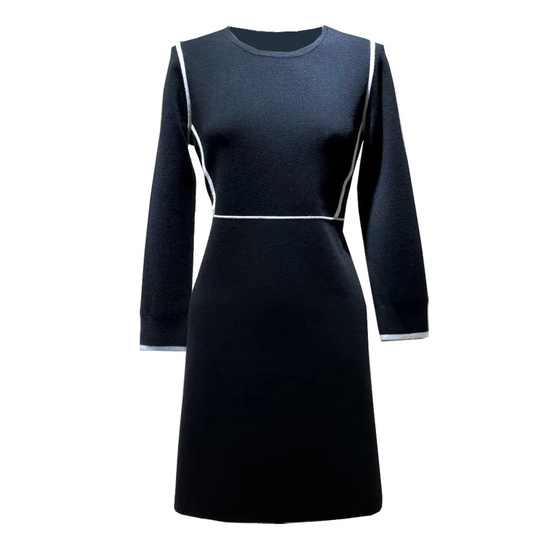 

White wool paragraph New with thin wool knitting dress girl render high end