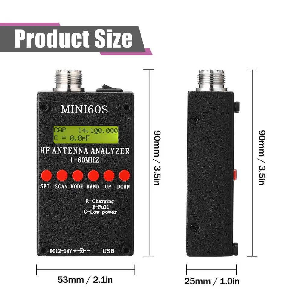 Mini60S 1 60 МГц HF ANT SWR антенный анализатор Измеритель с BT Android APP PC программное
