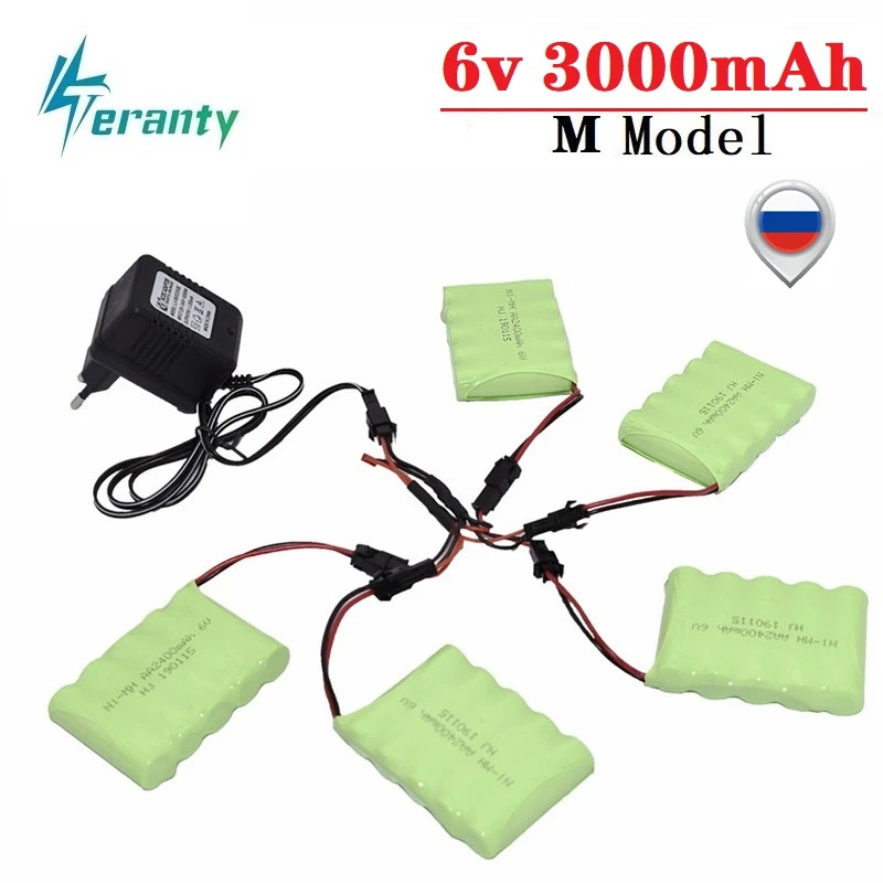 6v 3000mah перезаряжаемая батарея + зарядное устройство для Rc игрушки автомобили
