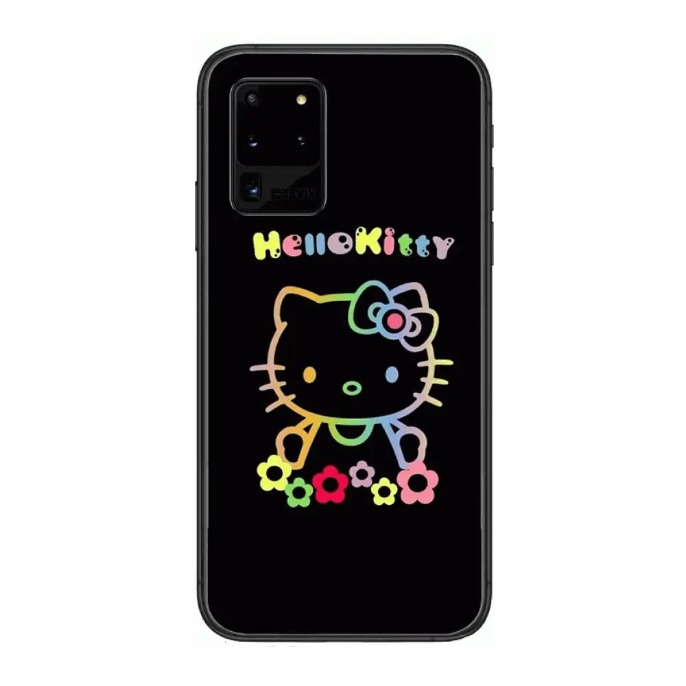 

Cute cartoon cat hello ketty Pet cat Phone cover hull For SamSung Galaxy S 6 7 8 9 10 20 21 Plus Edge E note 5G Lite Ultra bla