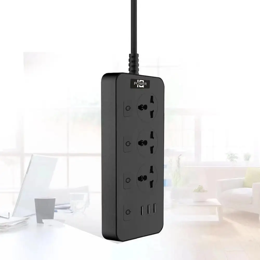 Новый удлинитель 10 а/2500 Вт 1/2/3 розетка переменного тока вилка EU/UK/US 3USB дорожный