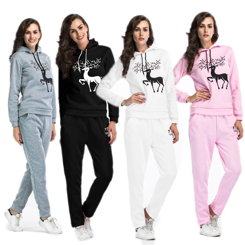 Женский спортивный костюм из двух предметов зимняя толстовка с капюшоном и