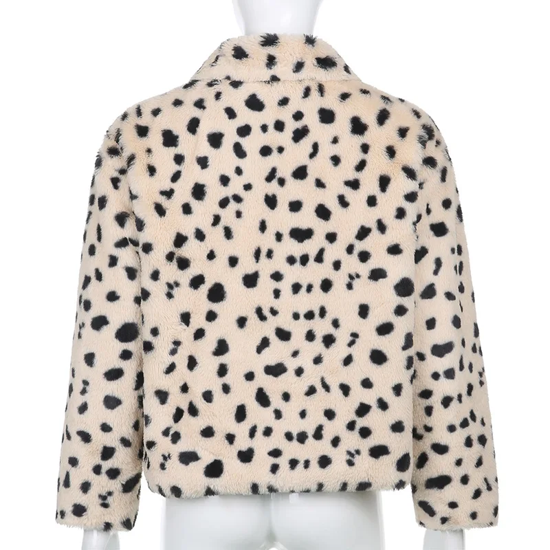 

Animal Leopard Print Faux Fur Coat Women Autumn Winter Turn Down Collar Warm Fluffy Teddy Jacket Overcoat Winterjas Dames 2020