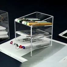 Acrylic gel pen display stand transparent pen holder creative office storage multi-grid pen box desktop decoration  office desk