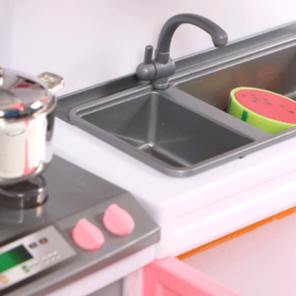 Mini Doll House Furniture LED Music Stove Fridge Kids Pretend Play Cooking Toy Funny Educational Toys Gift for children birthday