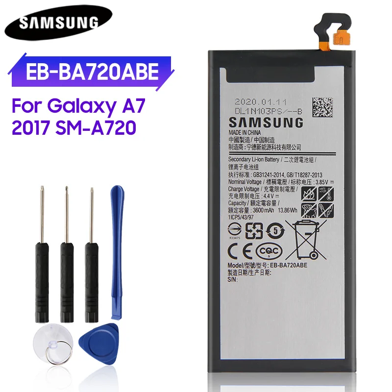 

100% Original Battery EB-BA720ABE For Samsung GALAXY GALAXY A7 2017 version A720 SM-A720 3600mAh