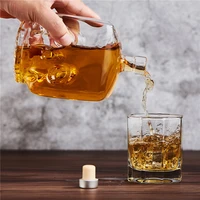 lead free glass novelty design skull shaped whiskey decanter for liquor scotch bourbon