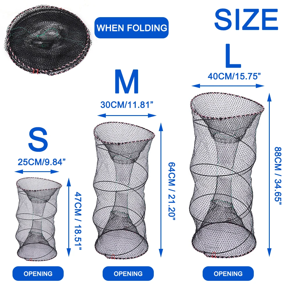 

3 Layers Fishing Net Cage Utility Folding Fishing Net Portable Stake Small Mesh Net Durable Rust And Corrosion Resistant