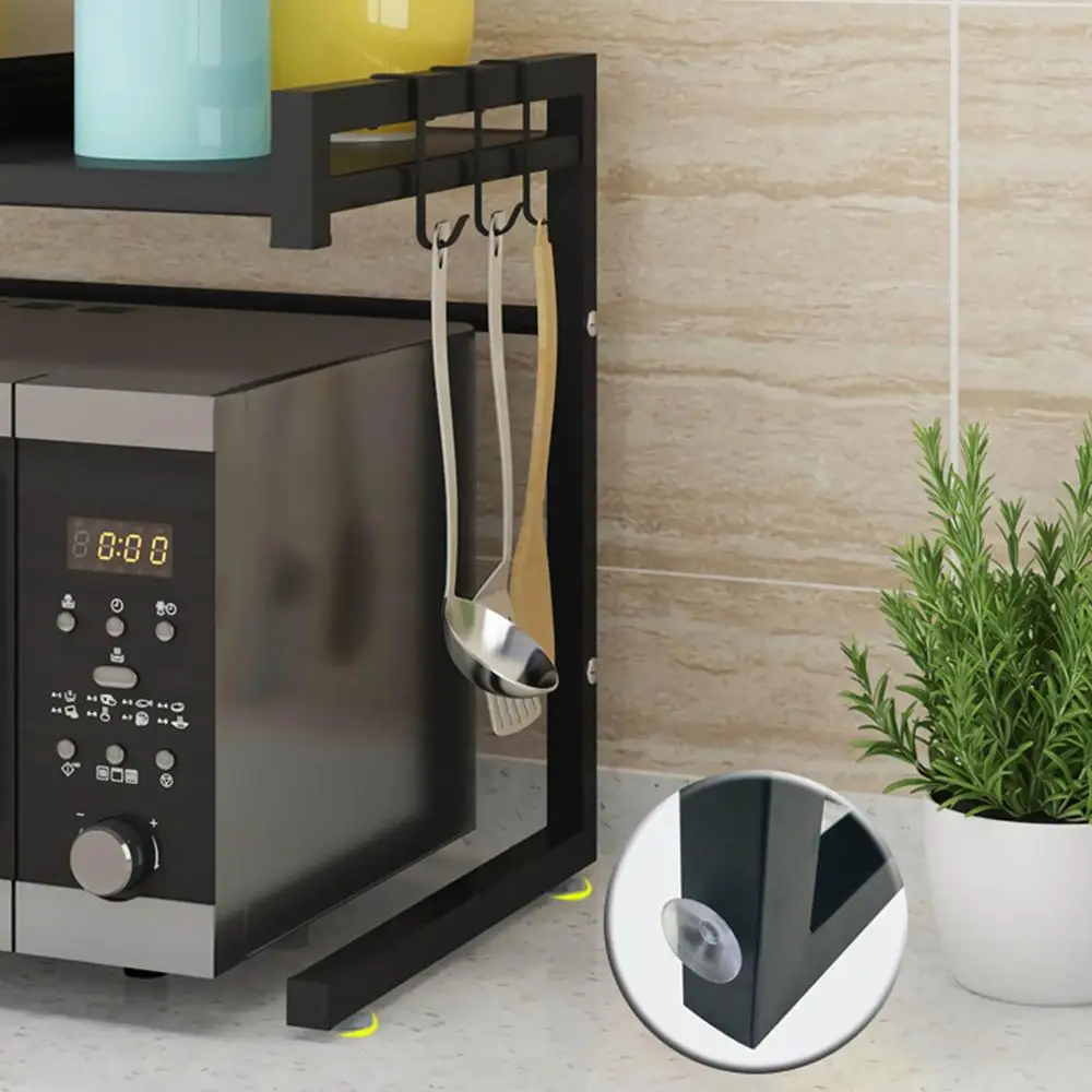

Kitchen Microwave Oven Shelf Metal Multi Function Stand Two Layers Dish Space Saving Rack Organizer
