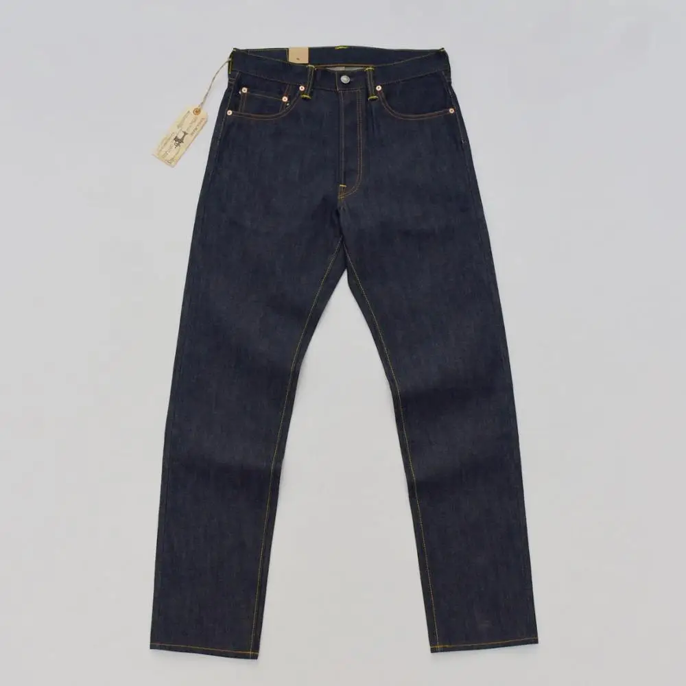 Донг 14 унций Боб обычный зауженный джинсы кромки джинсовой брюки прямого покроя