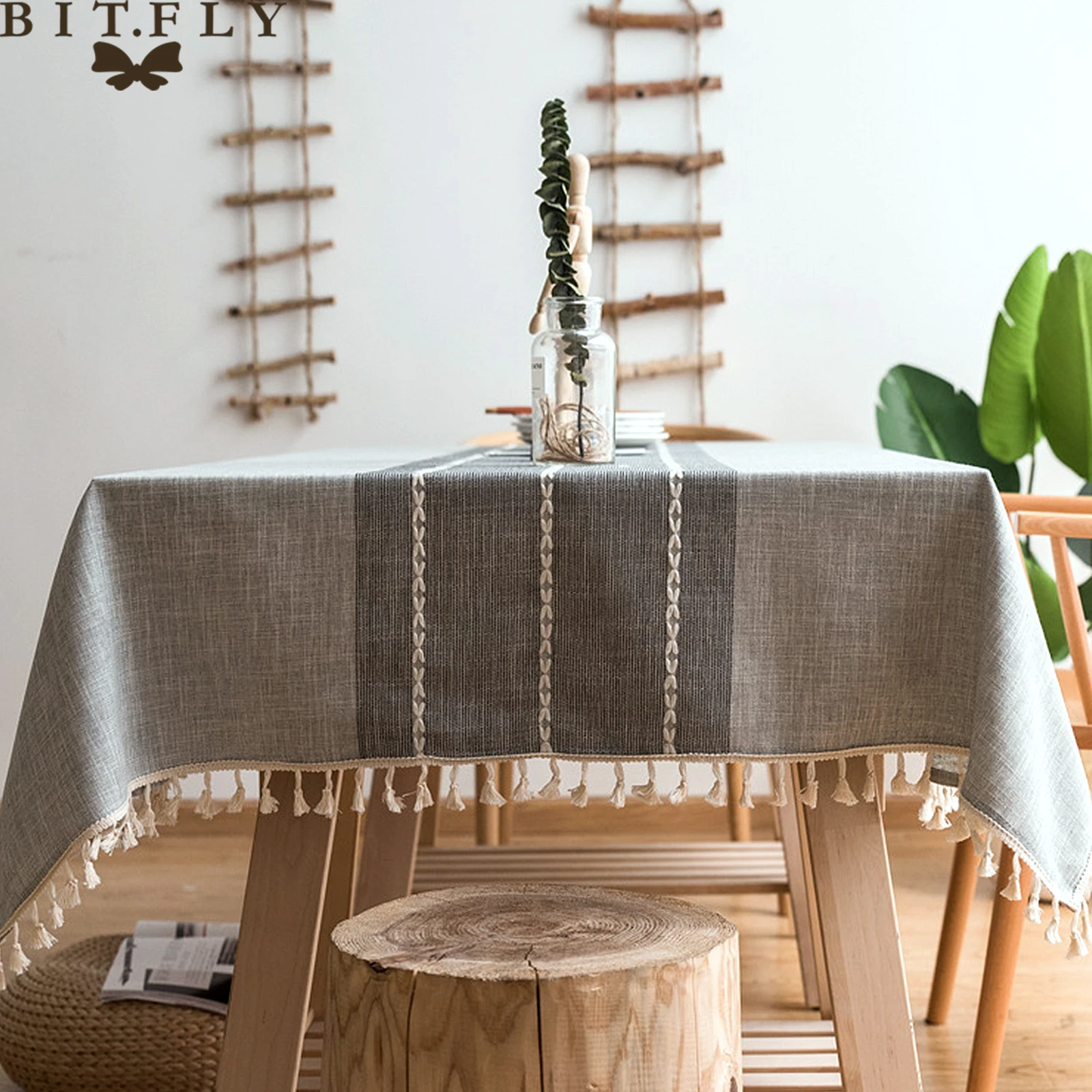 Скатерть льняная в клетку Классическая простая декоративная Водонепроницаемая